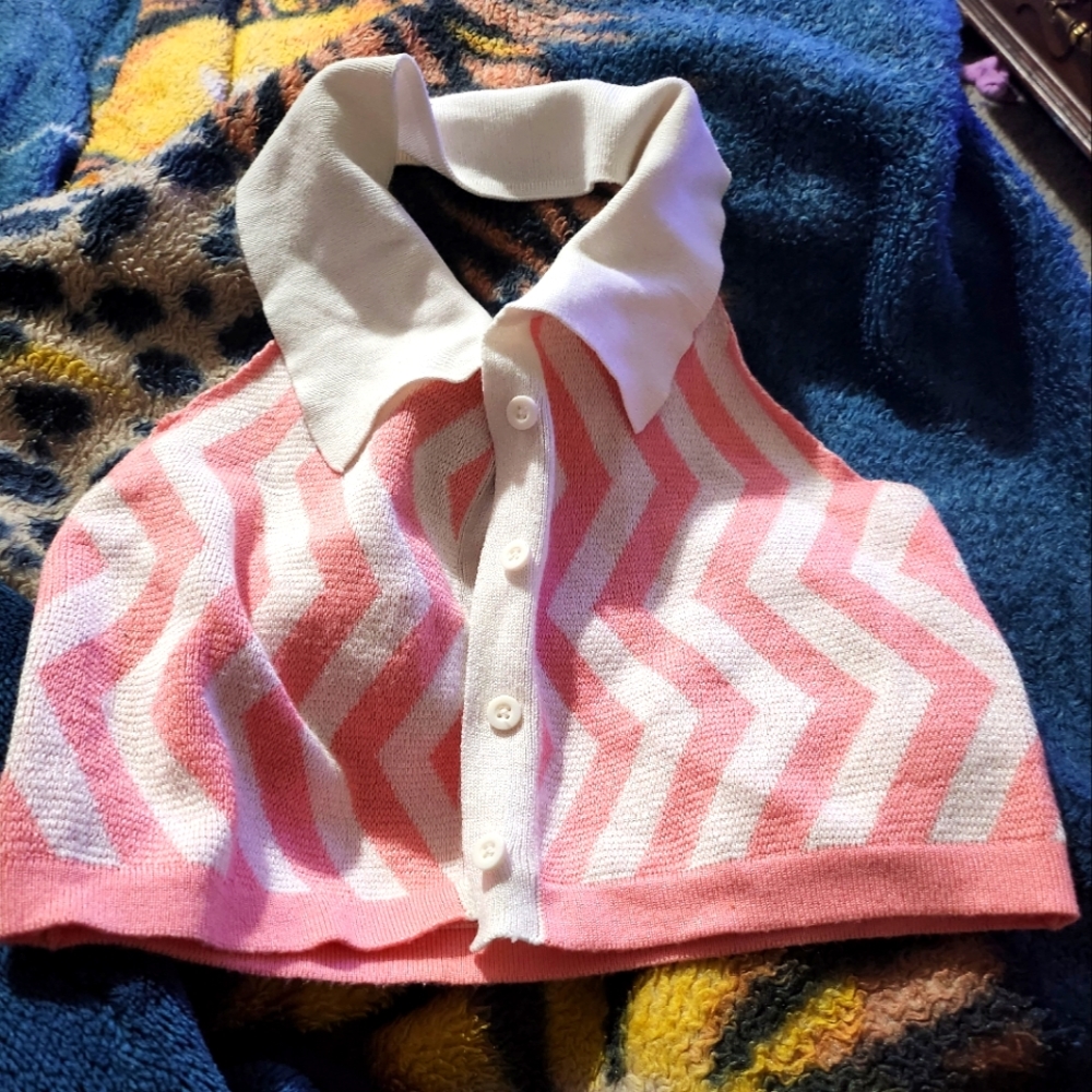 Striped pink and white crop top